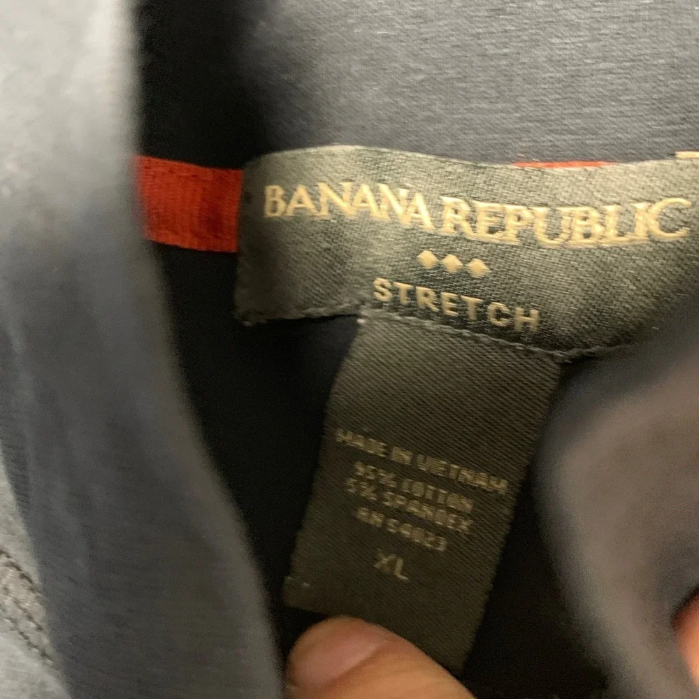 Banana Republic 1/4 Zip Pullover Mens XL Black Cotton Stretch Casual Long Sleeve